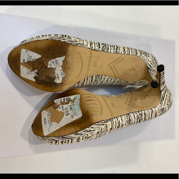 Enzo Angiolini stripe leather peep toe sz 5.5M - Picture 7 of 12